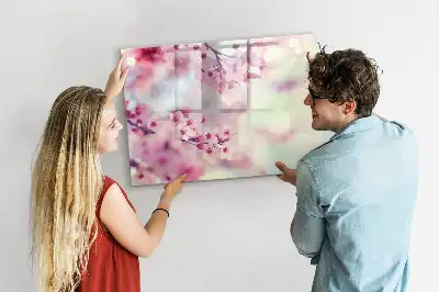 Tableau magnétique à dessiner motif fleurs de printemps