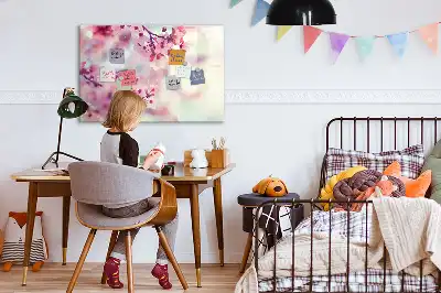 Tableau magnétique à dessiner motif fleurs de printemps