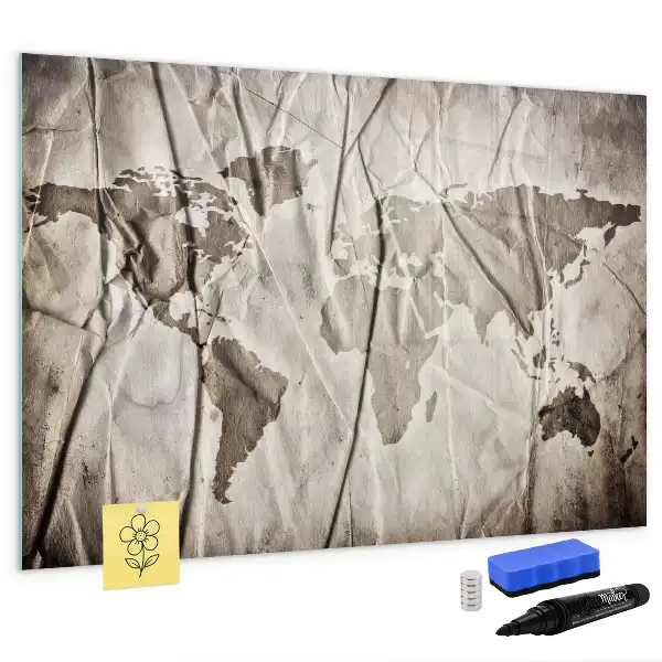 Tableau magnétique pour dessiner motif carte du monde