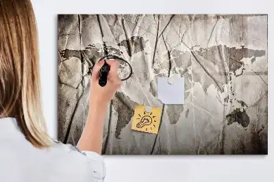 Tableau magnétique pour dessiner motif carte du monde