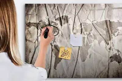 Tableau magnétique pour dessiner motif carte du monde