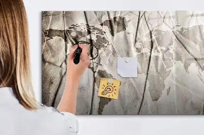 Tableau magnétique pour dessiner motif carte du monde