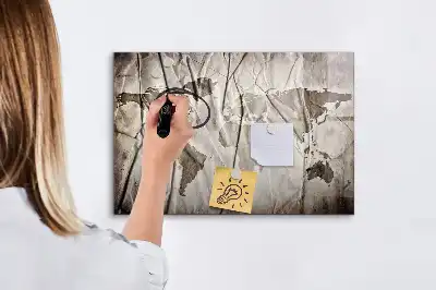 Tableau magnétique pour dessiner motif carte du monde