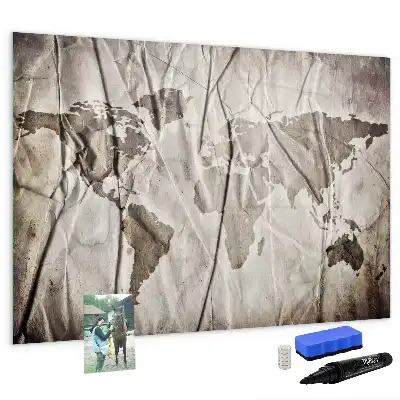 Tableau magnétique pour dessiner motif carte du monde