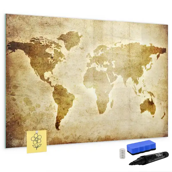 Tableau magnétique pour dessiner motif ancienne carte du monde