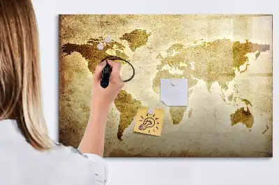 Tableau magnétique pour dessiner motif ancienne carte du monde