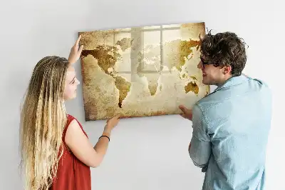 Tableau magnétique pour dessiner motif ancienne carte du monde