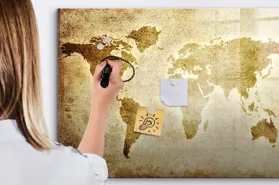 Tableau magnétique pour dessiner motif ancienne carte du monde