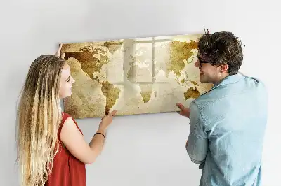Tableau magnétique pour dessiner motif ancienne carte du monde