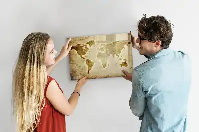 Tableau magnétique pour dessiner motif ancienne carte du monde