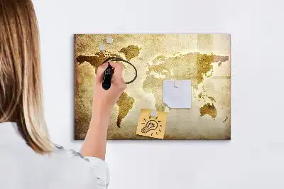 Tableau magnétique pour dessiner motif ancienne carte du monde