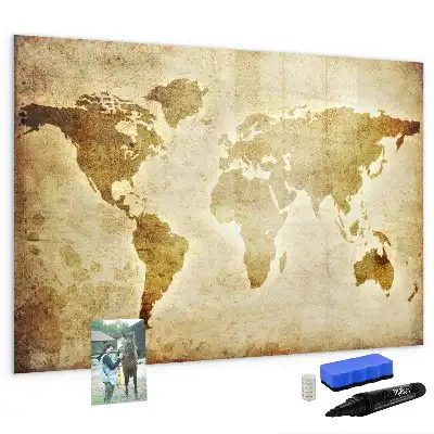 Tableau magnétique pour dessiner motif ancienne carte du monde