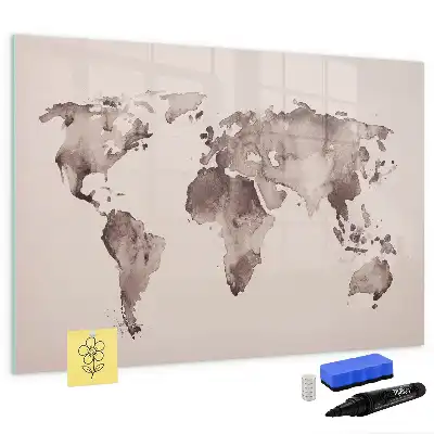 Carte du monde en aquarelle tableau magnétique pour dessiner