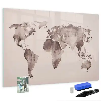 Carte du monde en aquarelle tableau magnétique pour dessiner