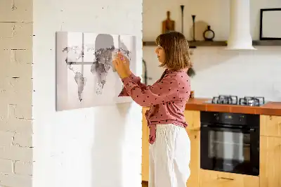 Carte du monde en aquarelle tableau magnétique pour dessiner
