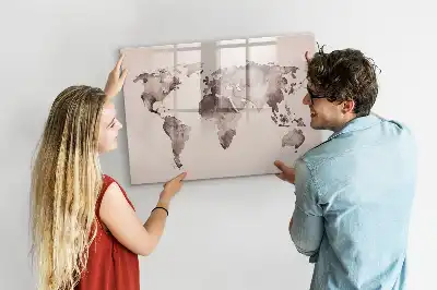 Carte du monde en aquarelle tableau magnétique pour dessiner