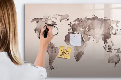 Carte du monde en aquarelle tableau magnétique pour dessiner