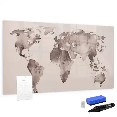 Carte du monde en aquarelle tableau magnétique pour dessiner