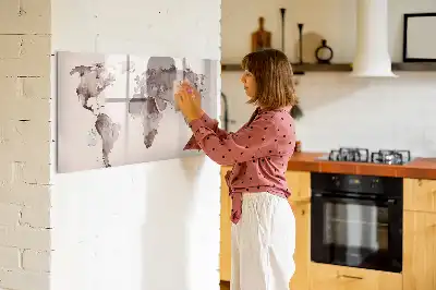 Carte du monde en aquarelle tableau magnétique pour dessiner