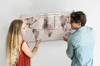 Carte du monde en aquarelle tableau magnétique pour dessiner