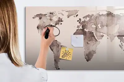 Carte du monde en aquarelle tableau magnétique pour dessiner