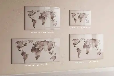 Carte du monde en aquarelle tableau magnétique pour dessiner