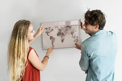 Carte du monde en aquarelle tableau magnétique pour dessiner
