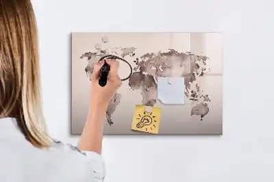 Carte du monde en aquarelle tableau magnétique pour dessiner