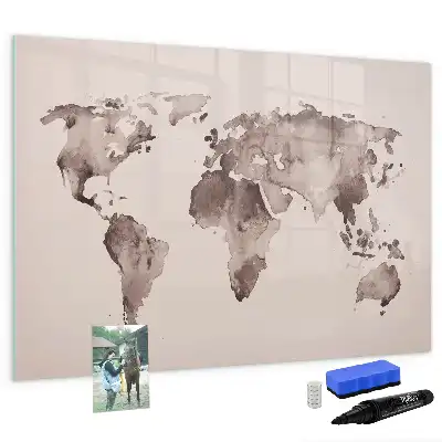 Carte du monde en aquarelle tableau magnétique pour dessiner