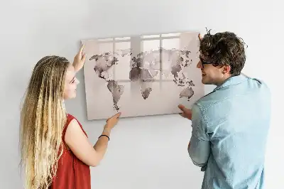 Carte du monde en aquarelle tableau magnétique pour dessiner