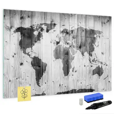 Carte du monde sur bois tableau magnétique à dessiner
