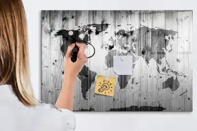 Carte du monde sur bois tableau magnétique à dessiner
