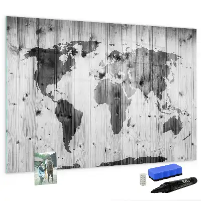 Carte du monde sur bois tableau magnétique à dessiner