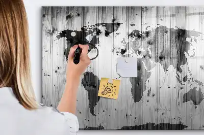 Carte du monde sur bois tableau magnétique à dessiner