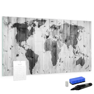 Carte du monde sur bois tableau magnétique à dessiner
