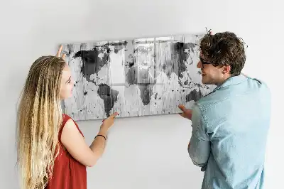 Carte du monde sur bois tableau magnétique à dessiner