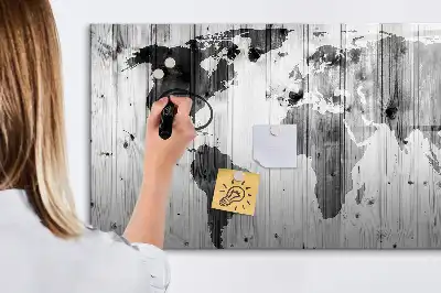 Carte du monde sur bois tableau magnétique à dessiner