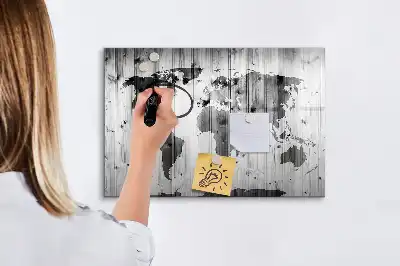 Carte du monde sur bois tableau magnétique à dessiner