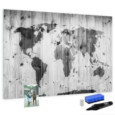 Carte du monde sur bois tableau magnétique à dessiner