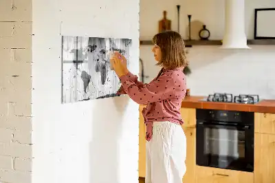 Carte du monde sur bois tableau magnétique à dessiner