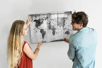 Carte du monde sur bois tableau magnétique à dessiner