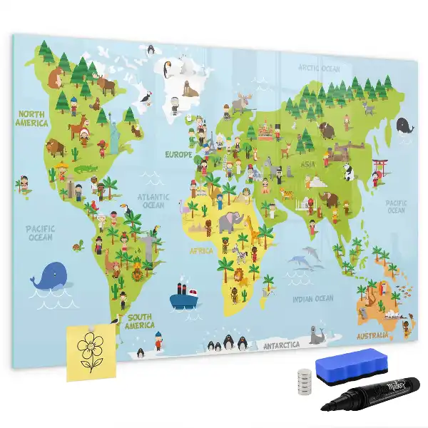 Carte du monde culturelle tableau magnétique à dessiner