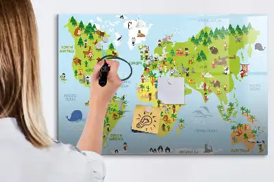 Carte du monde culturelle tableau magnétique à dessiner