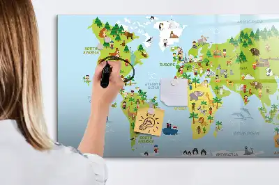 Carte du monde culturelle tableau magnétique à dessiner