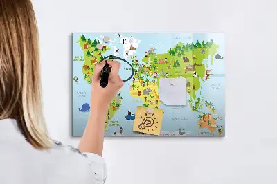 Carte du monde culturelle tableau magnétique à dessiner