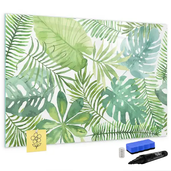 Tableau magnétique à dessiner motif feuilles exotiques
