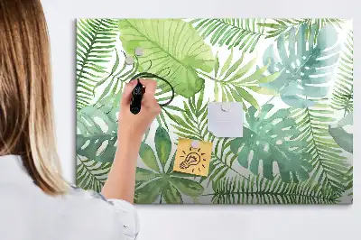 Tableau magnétique à dessiner motif feuilles exotiques