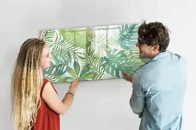 Tableau magnétique à dessiner motif feuilles exotiques