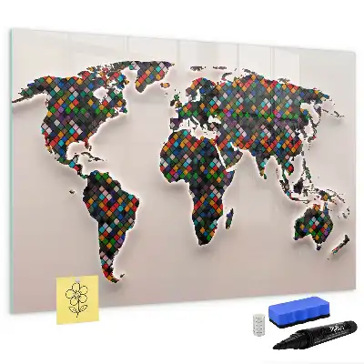 Tableau magnétique à dessiner carte du monde abstraite