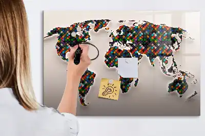 Tableau magnétique à dessiner carte du monde abstraite